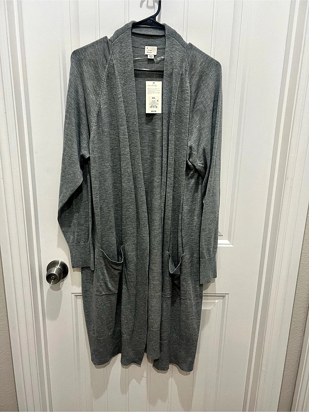 A New Day Long Open-Front Cardigan Gray XXL NWT